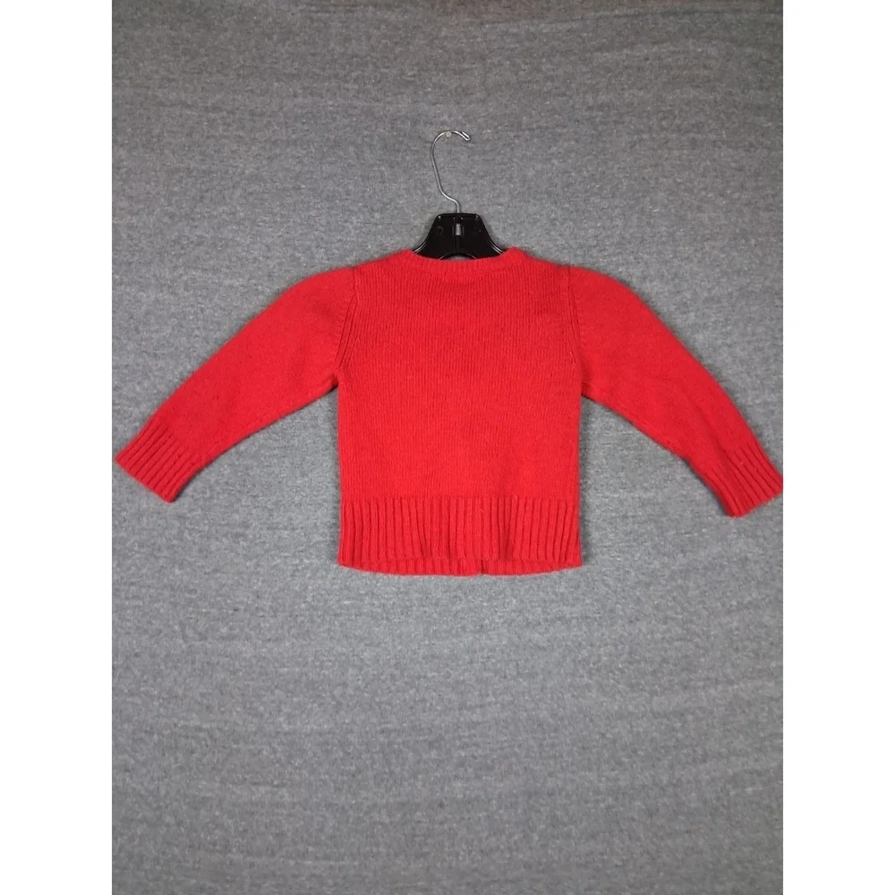 Osh‎ Kosh Girls Sweater 4 Red Knit Angora Wool Blend Cardigan Soft Embroidered